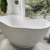 KOHLER Abrazo freestanding bath, KOHLER Purist bath filler & handshower, Ann Sacks Savoy Mosaic tile, Andersen 100 series windows.